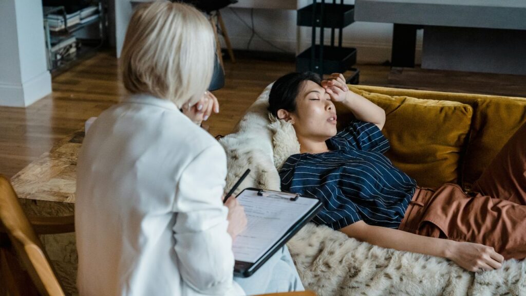 Person during talk therapy. Contact Crossroads for expert guidance regarding therapy and antidepressants in South Carolina.